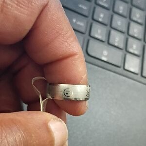 Silver Engraved Ring Stainless Steel 19mm